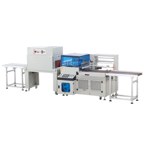 Packaging system L-seal packing machine with shrink tunnel NW-GKL535L, part of an automated packaging system.