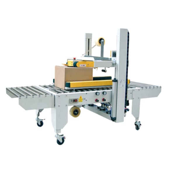 Packaging system Carton sealer machine NW-GKI50 sealing a box on a conveyor system