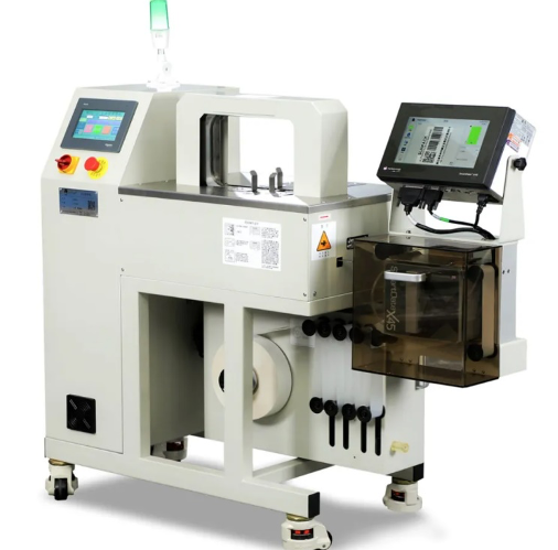 Packaging system NW-SPWK-35 grouping and banding machine, part of an automation system for packaging.