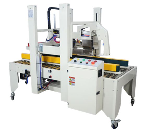 Packaging system Carton sealer machine NW-GKI-50 with control panel and conveyor belts